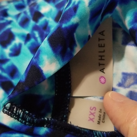 Athleta Tankini High Neck Swim Blue White Size XXS - Picture 6 of 6
